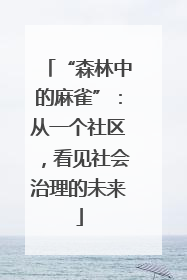 “森林中的麻雀”：从一个社区，看见社会治理的未来