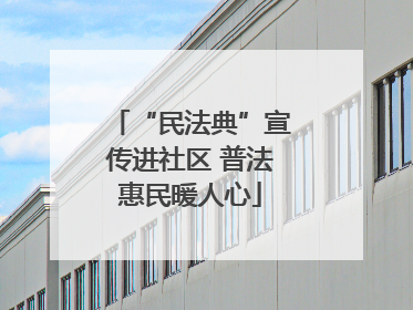 “民法典”宣传进社区 普法惠民暖人心