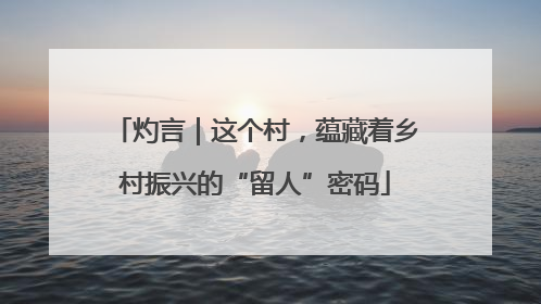灼言｜这个村，蕴藏着乡村振兴的“留人”密码