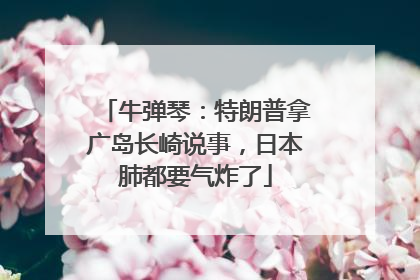 牛弹琴：特朗普拿广岛长崎说事，日本肺都要气炸了