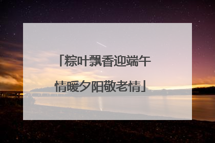 粽叶飘香迎端午 情暖夕阳敬老情