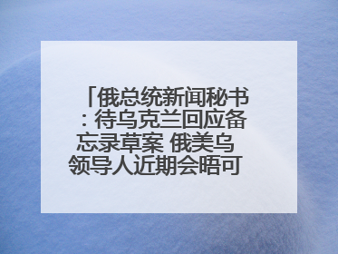 俄总统新闻秘书：待乌克兰回应备忘录草案 俄美乌领导人近期会晤可能性小