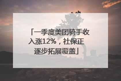 一季度美团骑手收入涨12%，社保正逐步拓展覆盖