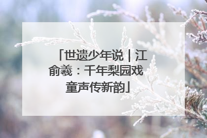世遗少年说｜江俞羲：千年梨园戏 童声传新韵