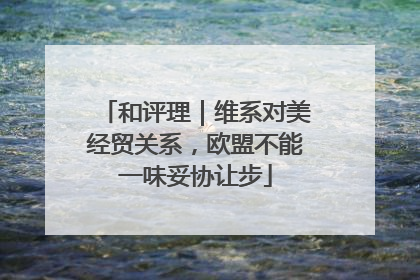 和评理｜维系对美经贸关系，欧盟不能一味妥协让步