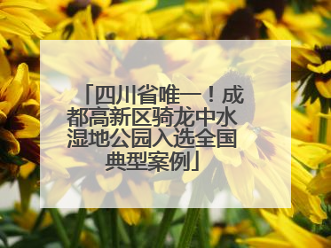 四川省唯一！成都高新区骑龙中水湿地公园入选全国典型案例