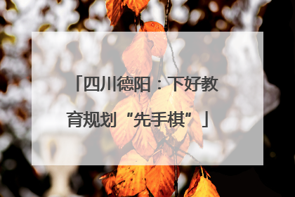 四川德阳：下好教育规划“先手棋”