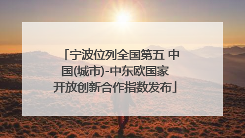 宁波位列全国第五 中国(城市)-中东欧国家开放创新合作指数发布