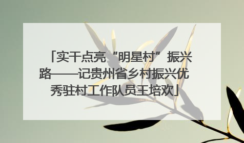 实干点亮“明星村”振兴路——记贵州省乡村振兴优秀驻村工作队员王培欢