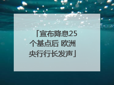 宣布降息25个基点后 欧洲央行行长发声