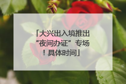 大兴出入境推出“夜间办证”专场！具体时间