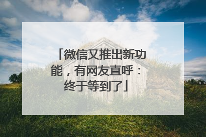 微信又推出新功能，有网友直呼：终于等到了
