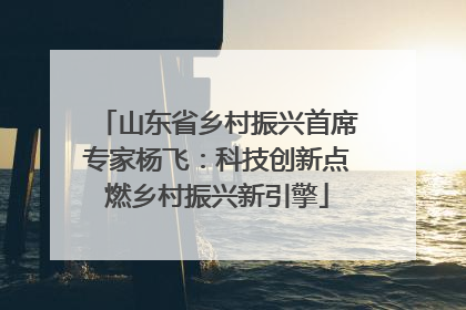 山东省乡村振兴首席专家杨飞：科技创新点燃乡村振兴新引擎