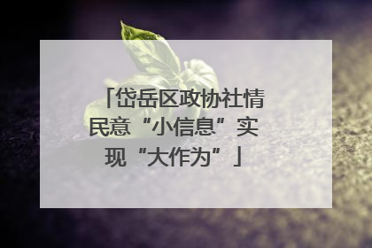 岱岳区政协社情民意“小信息”实现“大作为”