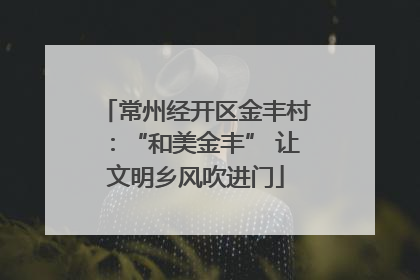 常州经开区金丰村：“和美金丰” 让文明乡风吹进门