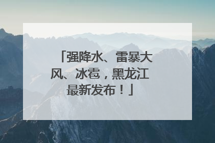 强降水、雷暴大风、冰雹，黑龙江最新发布！