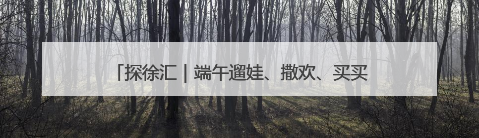 探徐汇｜端午遛娃、撒欢、买买买，徐汇这些活动超“上头”！
