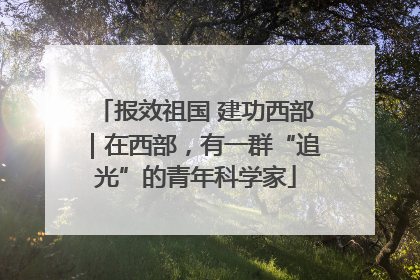 报效祖国 建功西部｜在西部，有一群“追光”的青年科学家