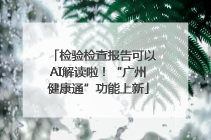 检验检查报告可以AI解读啦！“广州健康通”功能上新
