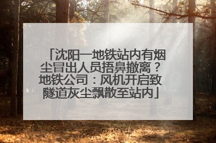 沈阳一地铁站内有烟尘冒出人员捂鼻撤离？地铁公司：风机开启致隧道灰尘飘散至站内