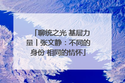 聊统之光 基层力量丨张文静：不同的身份 相同的情怀