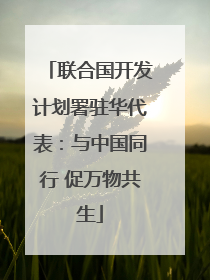 联合国开发计划署驻华代表：与中国同行 促万物共生