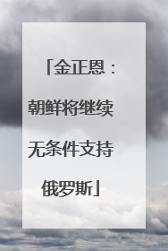 金正恩：朝鲜将继续无条件支持俄罗斯