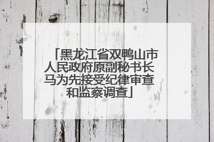 黑龙江省双鸭山市人民政府原副秘书长马为先接受纪律审查和监察调查